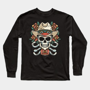 Cowboy Skeleton Floral tattoo Long Sleeve T-Shirt